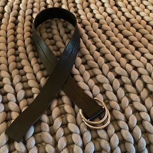 Prada Black leather silver tone D-ring belt size 80/32 and 1.75” wide